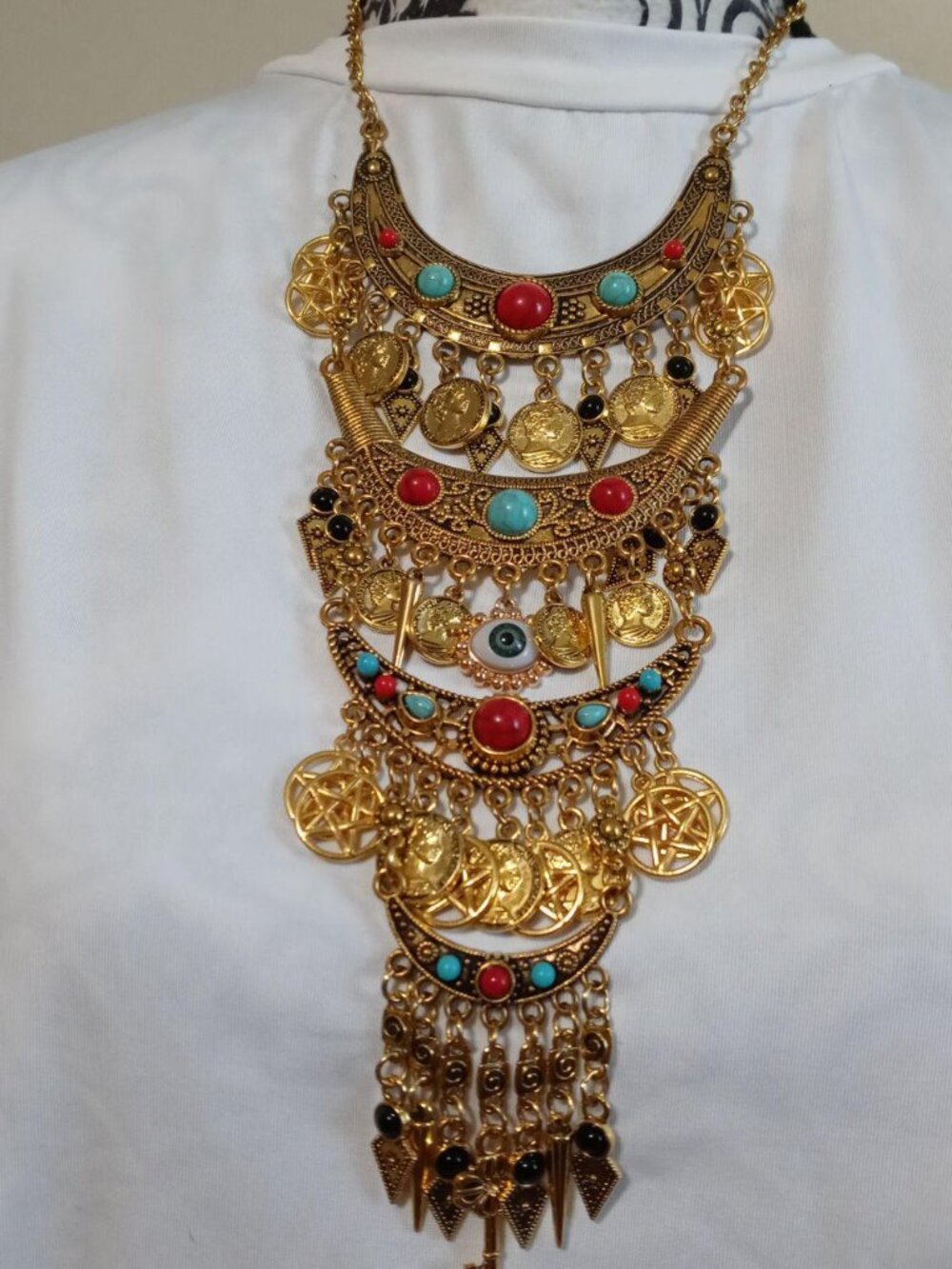 Ornate Gold Statement Bib Necklace